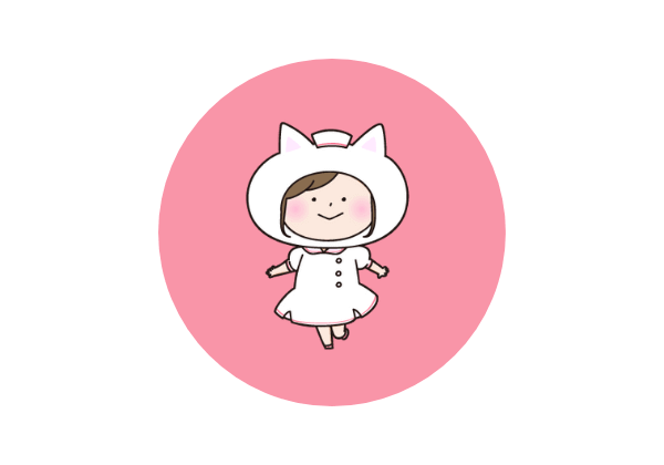 ピンクの丸と猫のナース